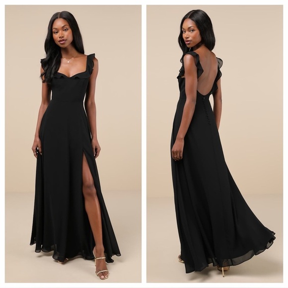 Lulus Dresses & Skirts - Lulus Dreamy Admiration Black Ruffled Maxi Dress